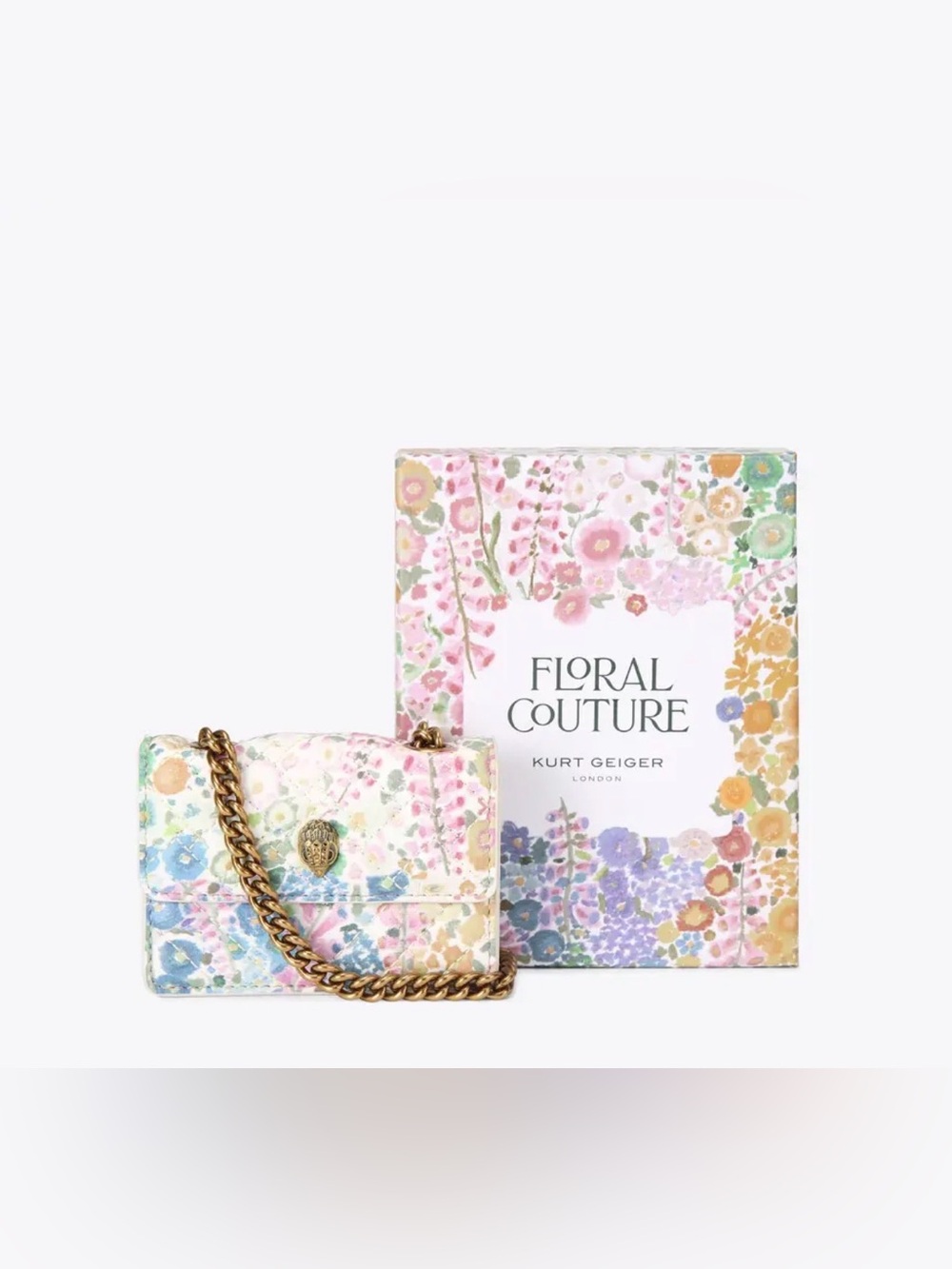 NWT Limited Edition Kurt Geiger London Floral Couture Micro Kensington Bag